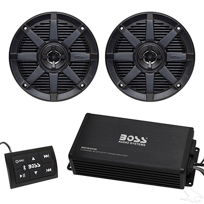 Bluetooth Audio Package with Boss 4x100 Watt Marine Grade Amp and Boss 5.25