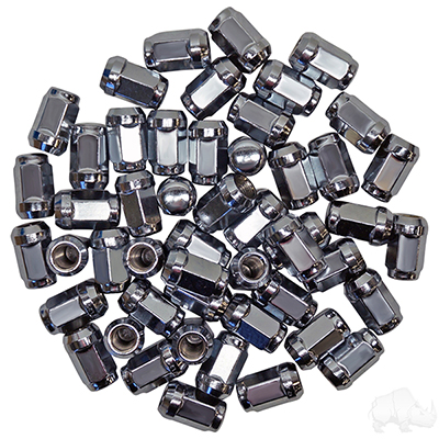 Lug Nut, BOX OF 50, Chrome Closed End Metric 12mm-1.25, OD 3/4