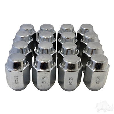 Lug Nut, BOX OF 16, Chrome Closed End Metric 12mm-1.25, OD 3/4