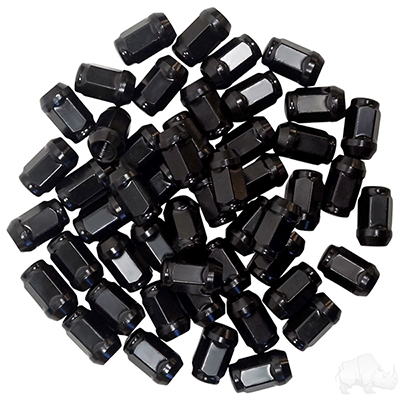 Lug Nut, BOX OF 50, Gloss Black Closed End Standard 1/2