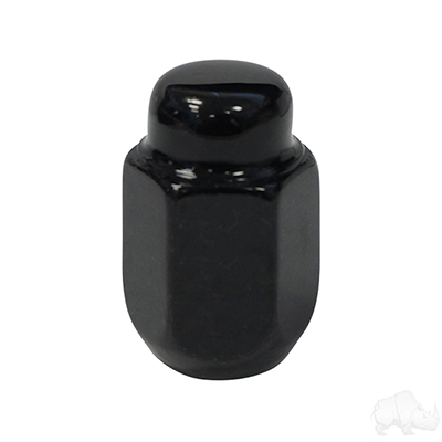 Lug Nut, Gloss Black Closed End Metric 12mm-1.25, OD 3/4