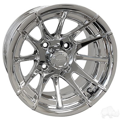 RHOX RX102, 12 Spoke, Chrome w/ Center Cap, 12x7 ET-25