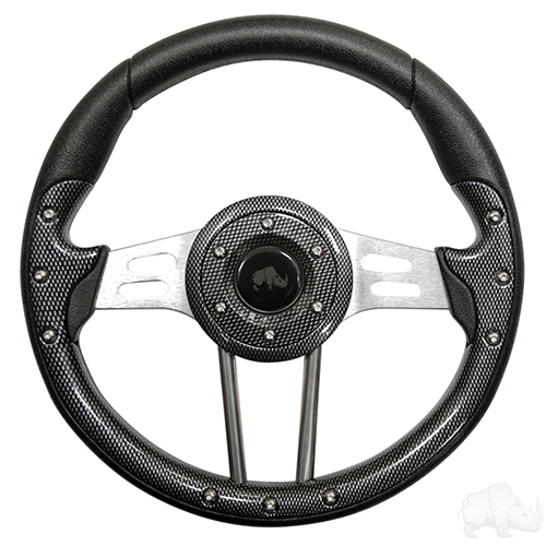 RHOX Steering Wheel, Aviator 4 Carbon Fiber Grip/Brushed Aluminum Spokes 13" Diameter