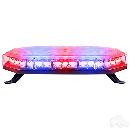 LED Strobe Light Bar, 14" Roof Mount Red/Blue, 10-30V