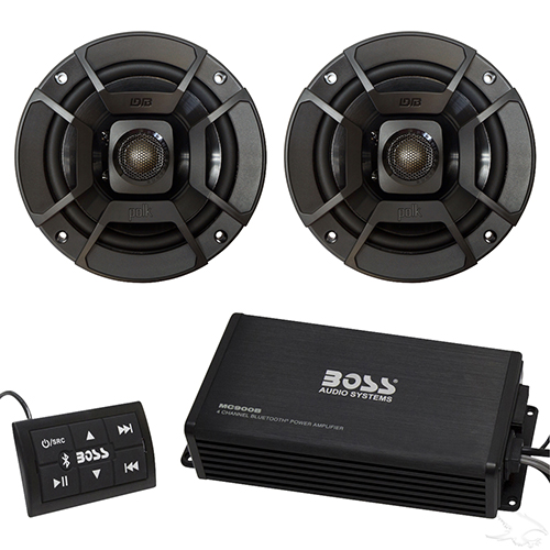 Bluetooth Audio Package with Boss 4x100 Watt Marine Grade Amp and Polk 5.25" Speakers