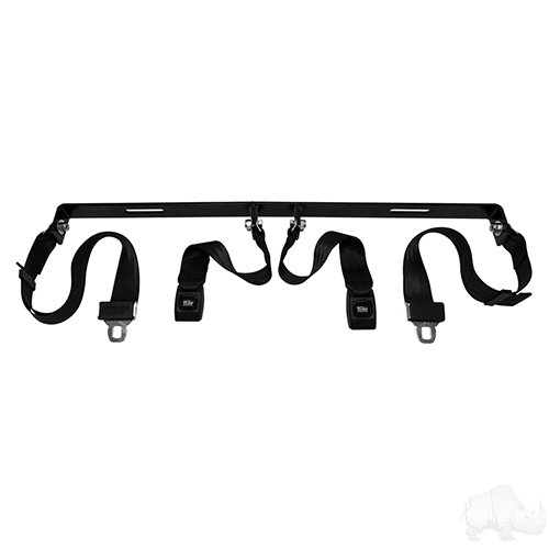 Seat Belt Kit includes: (2) 60" Fully Extended Lap Seat Belts, Bracket and Hardware