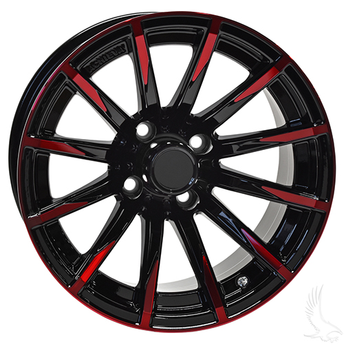 AR712, Gloss Black with Red, 12x7 ET -25