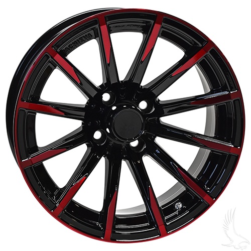 AR715, Gloss Black with Red, 15x6 ET -25