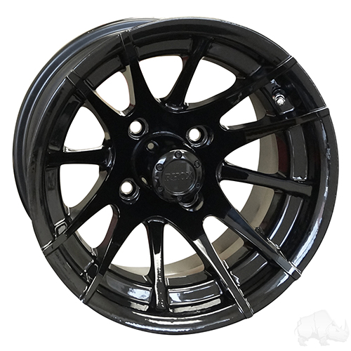RHOX RX104, 12 Spoke, Black w/ Center Cap, 12x7 ET-25