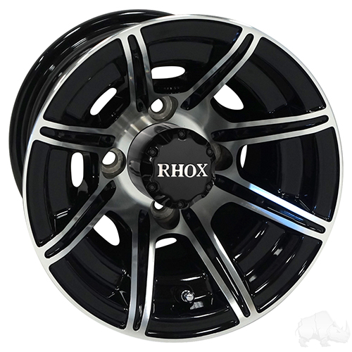 RHOX RX150, 8 Spoke Machined w/Gloss Black w/ Center Cap, 10x7 ET-25