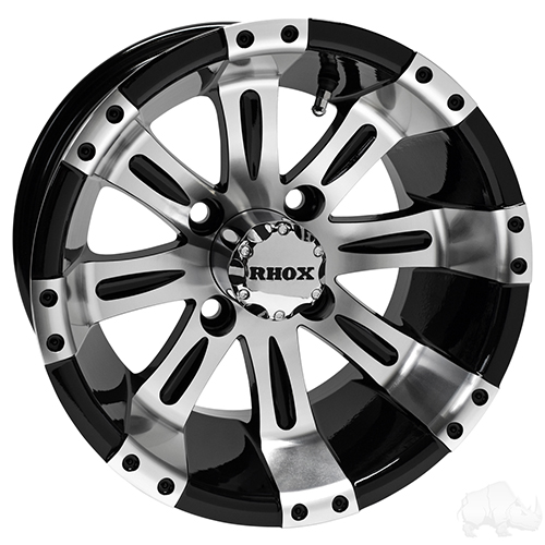 RHOX Vegas, Machined w/Black w/ Center Cap, 12x7 ET-25
