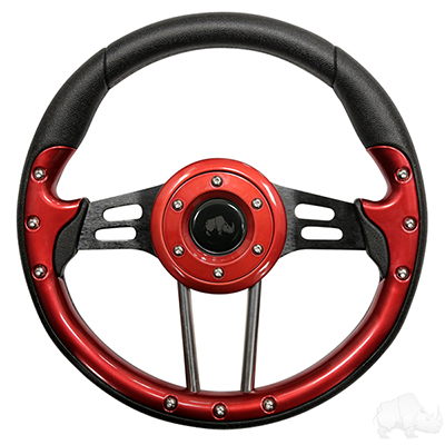 RHOX Steering Wheel, Aviator 4 Red Grip/Black Spokes 13