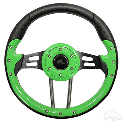 RHOX Steering Wheel, Aviator 4 Lime Green Grip/Black Spokes 13