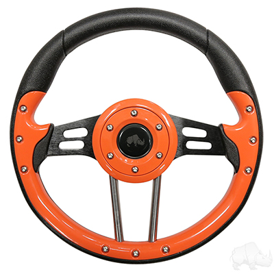 RHOX Steering Wheel, Aviator 4 Orange Grip/Black Spokes 13