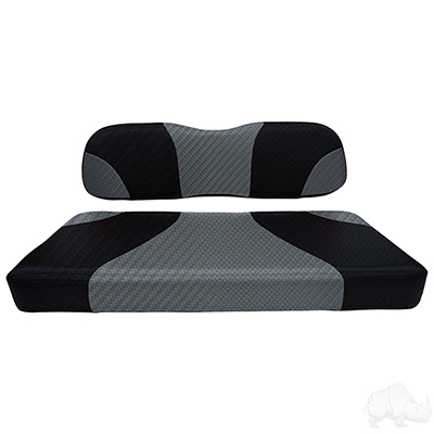 RHOX Front Seat Cushion Set, Sport Black Carbon Fiber/Gray Carbon Fiber, Club Car DS