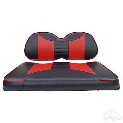 RHOX Front Seat Cushion Set, Rally Black/Red, Club Car Tempo, Precedent 04+