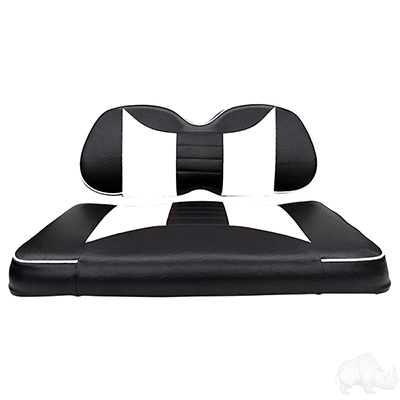 RHOX Front Seat Cushion Set, Rally Black/White, Club Car Tempo, Precedent 04+