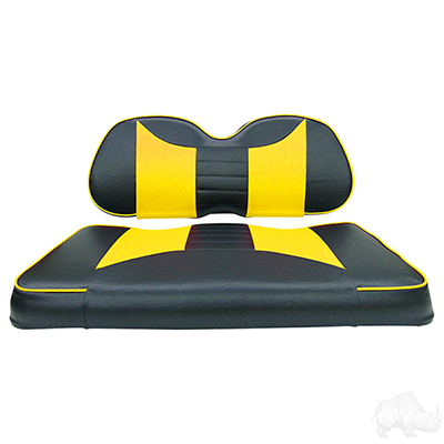 RHOX Front Seat Cushion Set, Rally Black/Yellow, Club Car Tempo, Precedent 04+