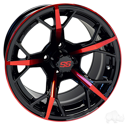 RHOX RX400, Gloss Black with Red, 14x7 ET-25